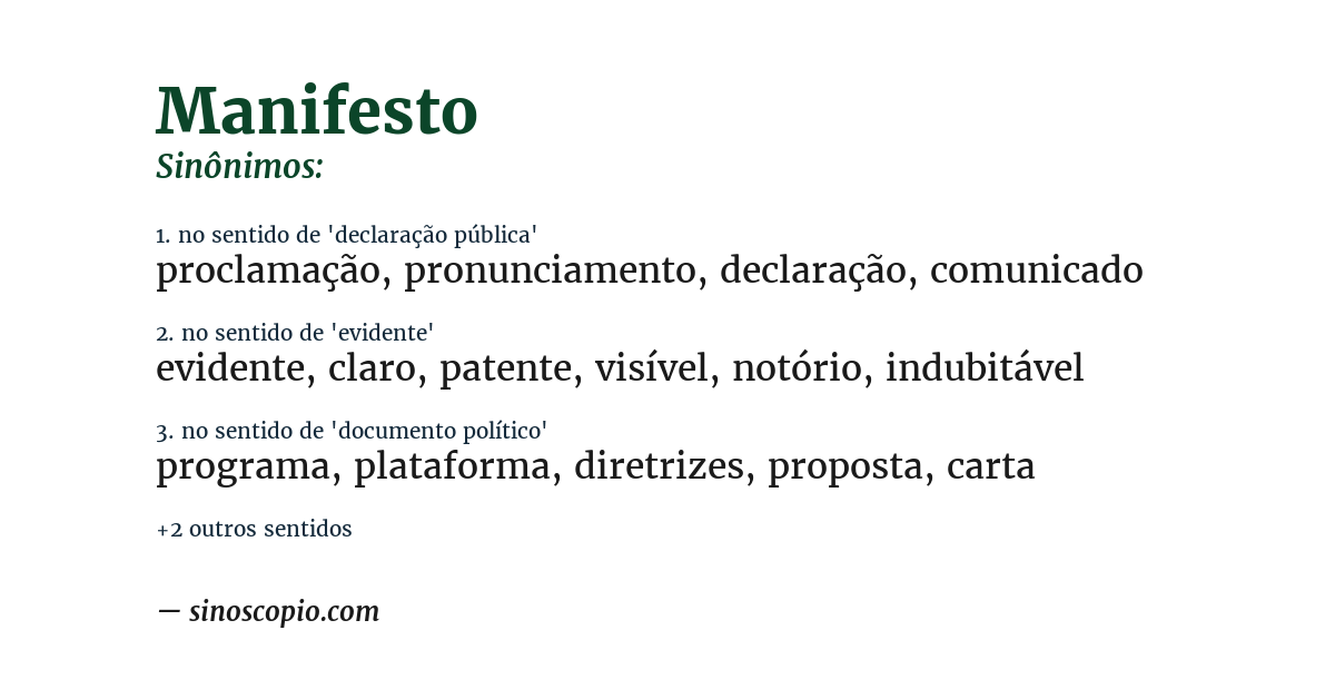 Sinônimo de manifesto