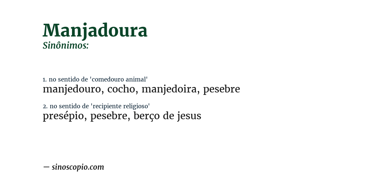 Sinônimo de manjadoura