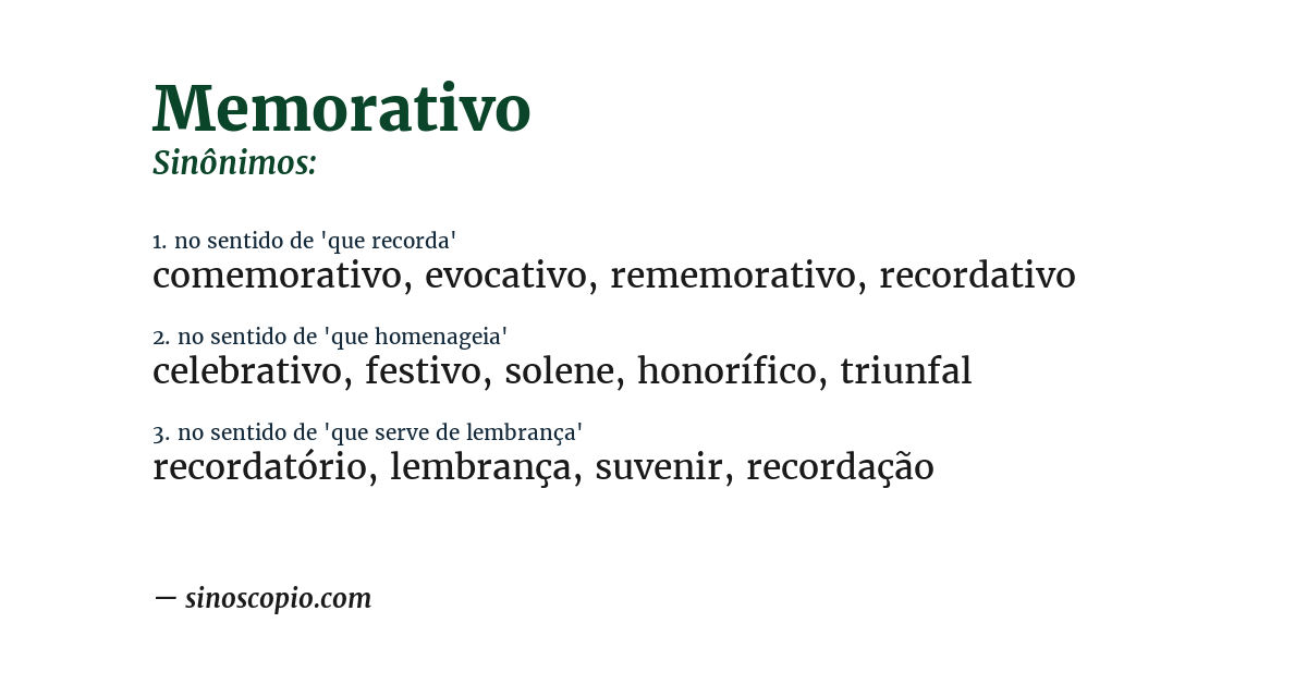 Sinônimo de memorativo