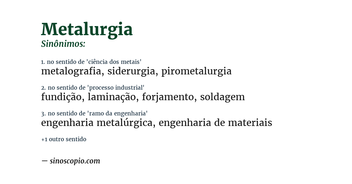 Sinônimo de metalurgia
