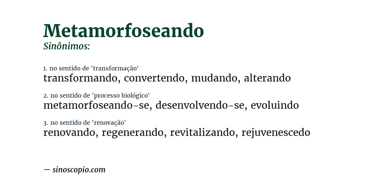 Sinônimo de metamorfoseando