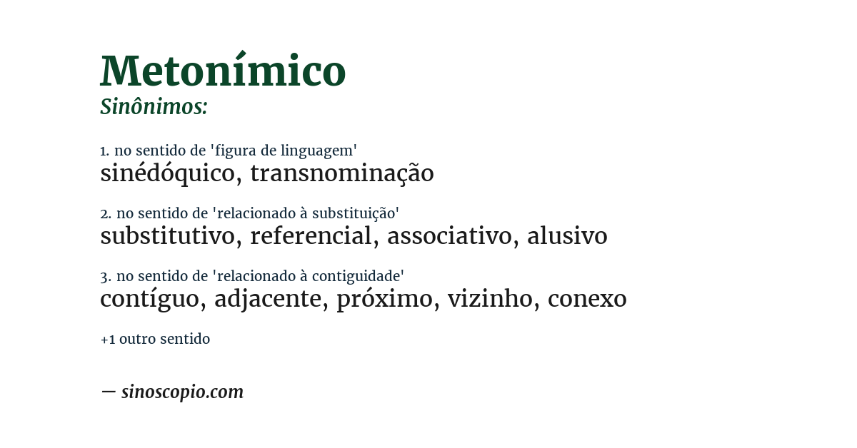 Sinônimo de metonímico