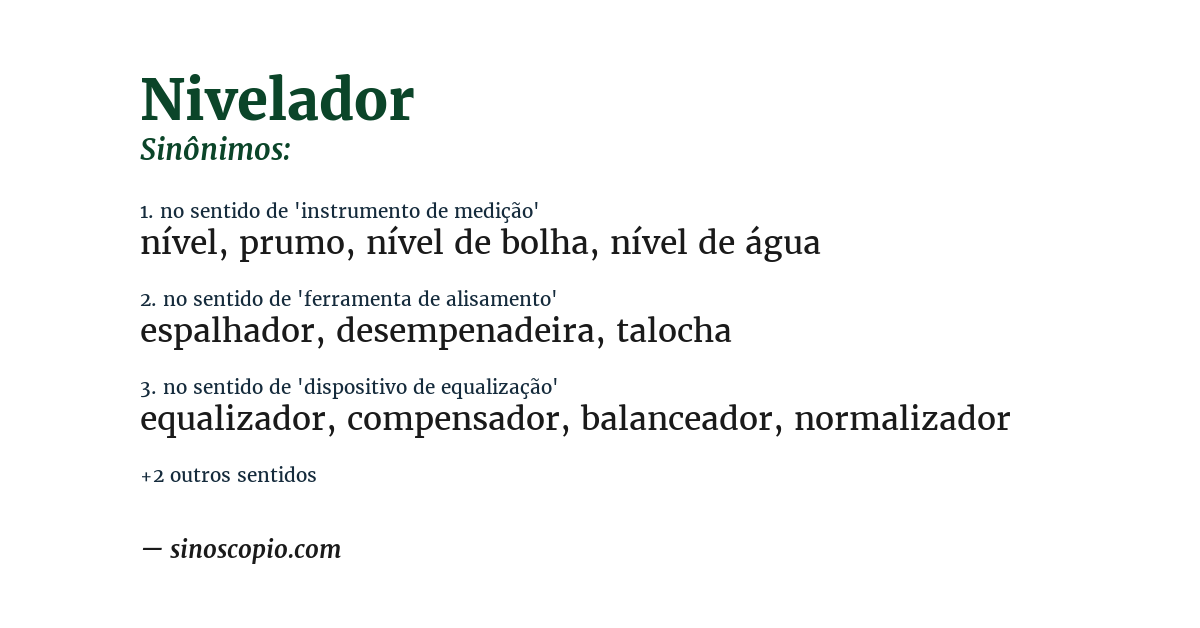 Sinônimo de nivelador