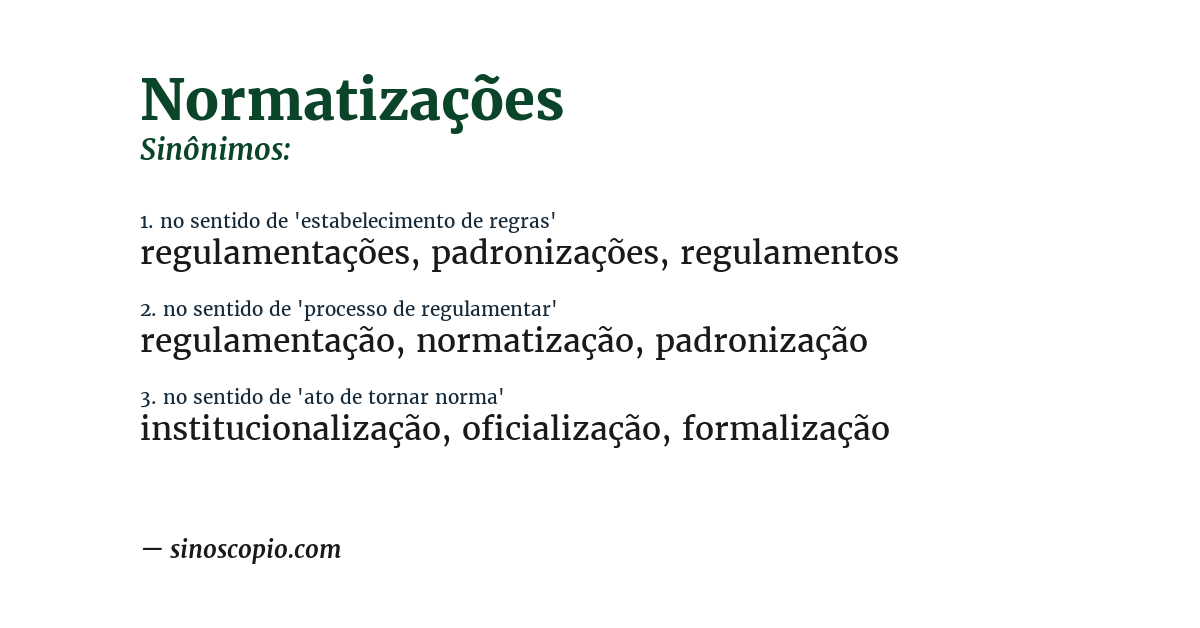 Sinônimo de normatizações