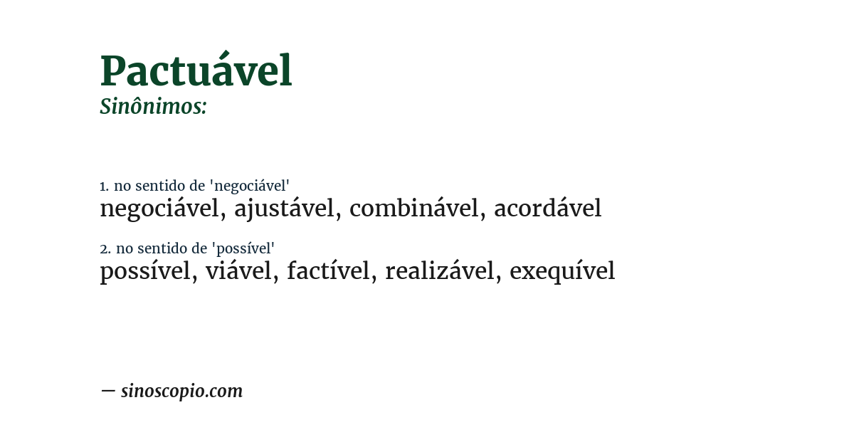 Sinônimo de pactuável