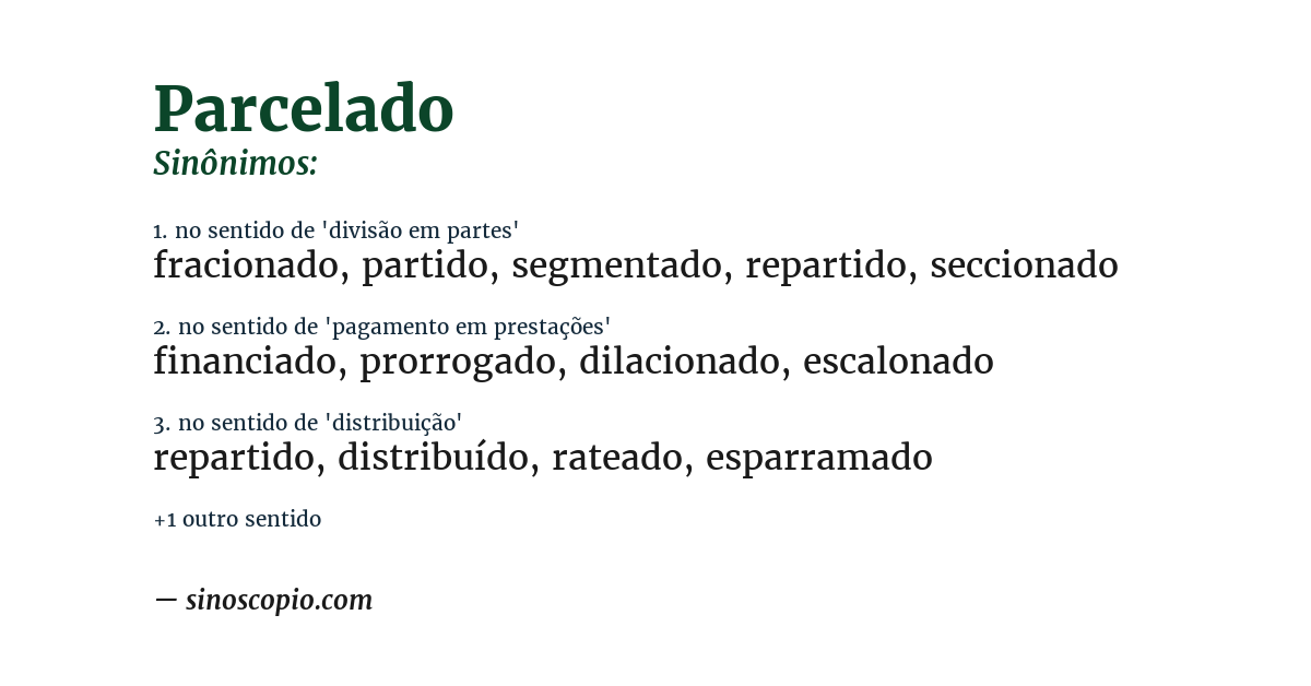 Sinônimo de parcelado