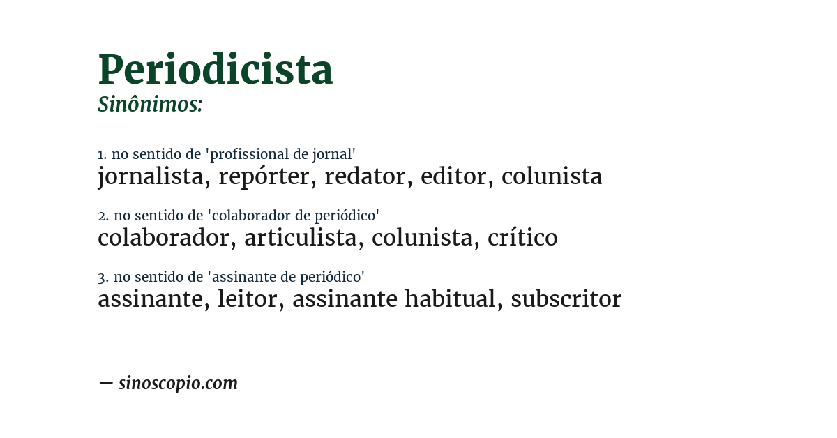 Sinônimo de periodicista
