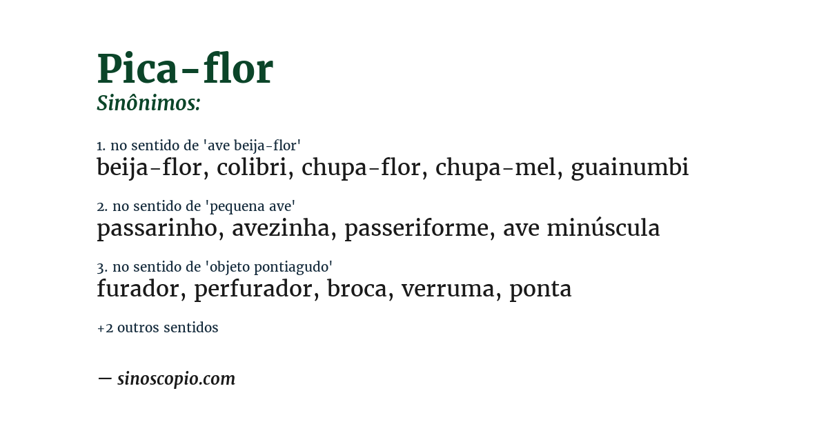 Sinônimo de pica-flor