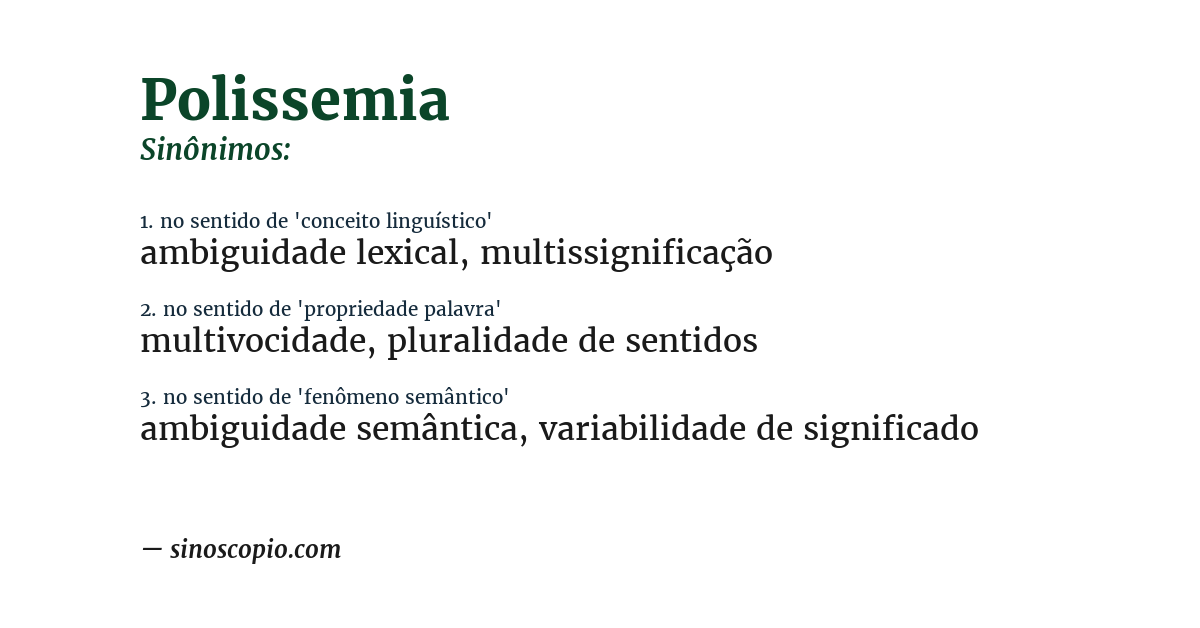 Sinônimo de polissemia