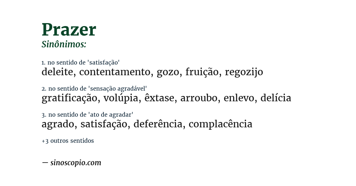 Sinônimo de prazer