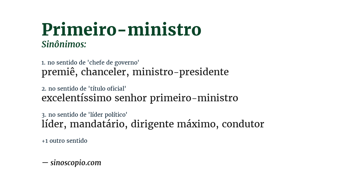 Sinônimo de primeiro-ministro