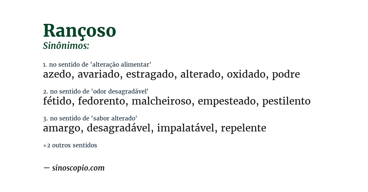Sinônimo de rançoso