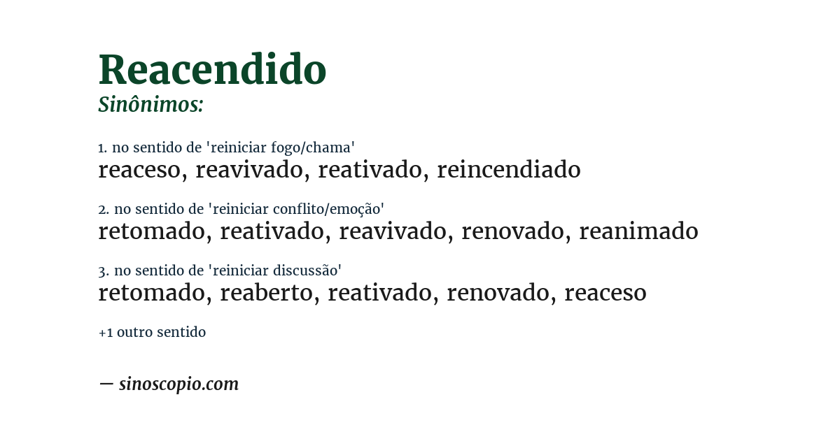 Sinônimo de reacendido