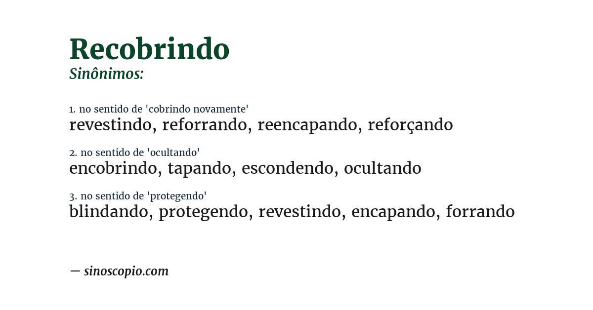 Sinônimo de recobrindo