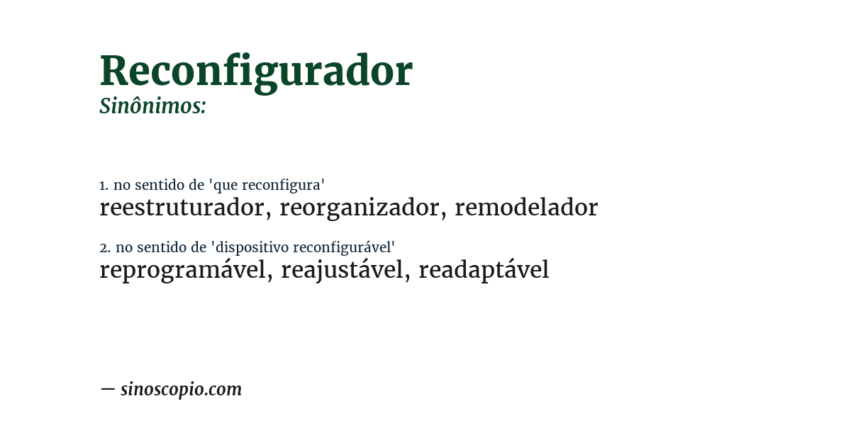 Sinônimo de reconfigurador