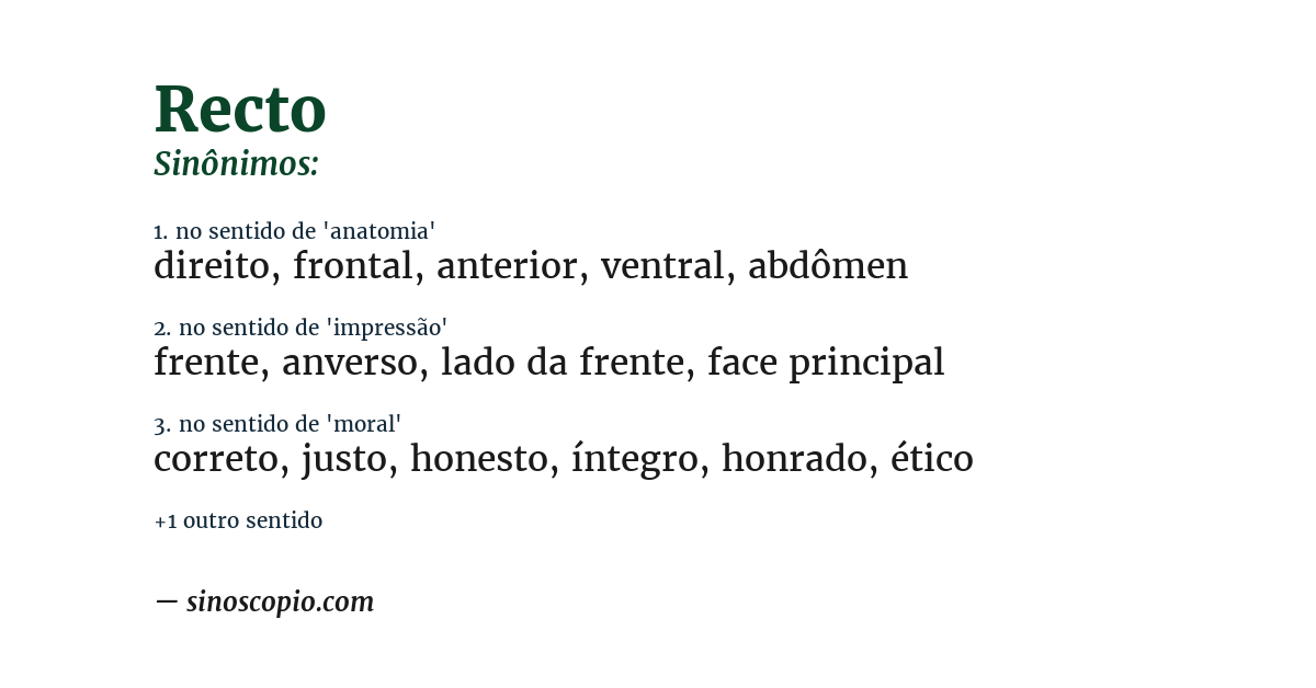 Sinônimo de recto