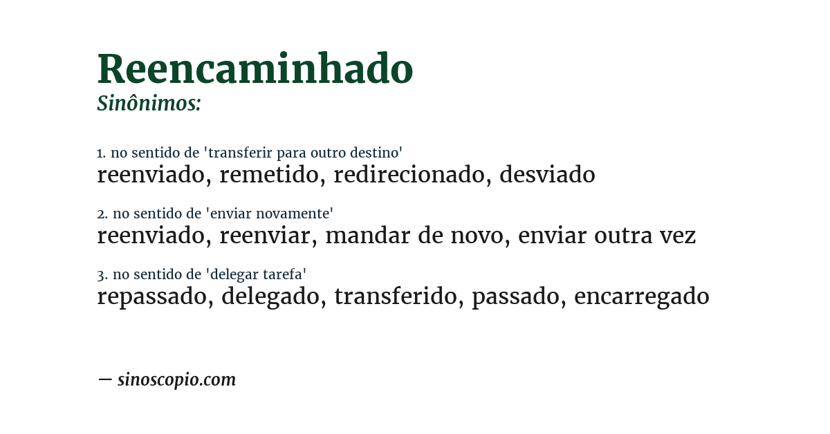 Sinônimo de reencaminhado
