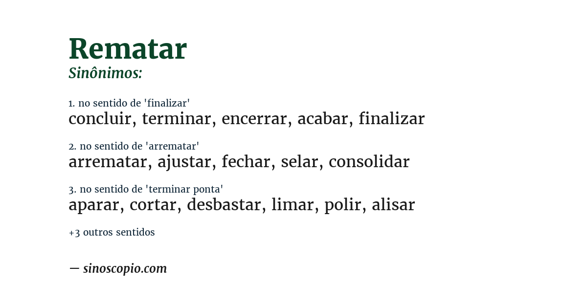 Sinônimo de rematar