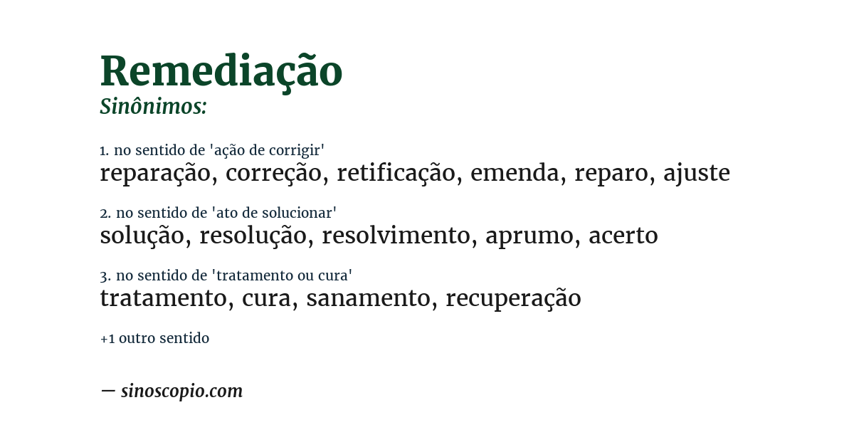 Sinônimo de remediação