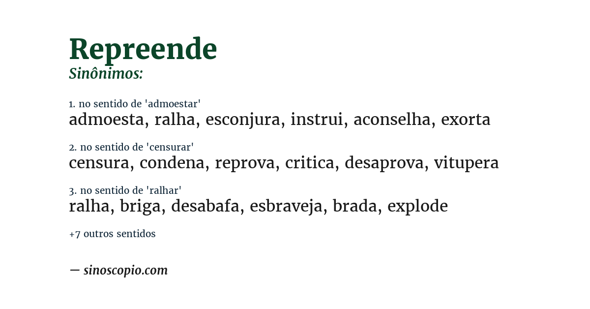 Sinônimo de repreende