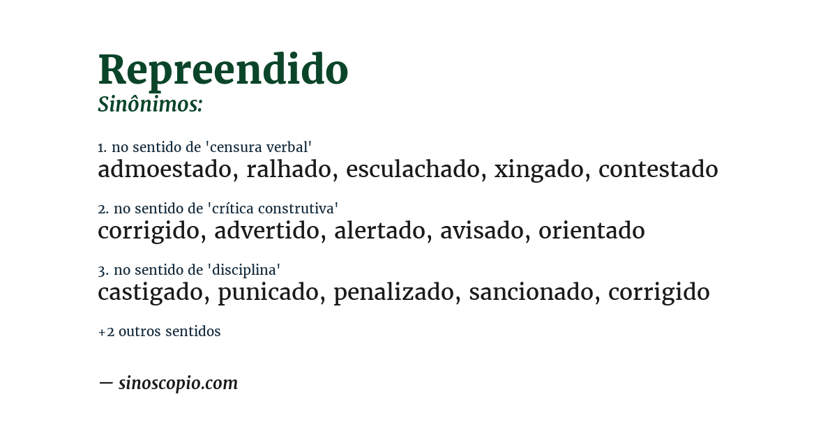 Sinônimo de repreendido