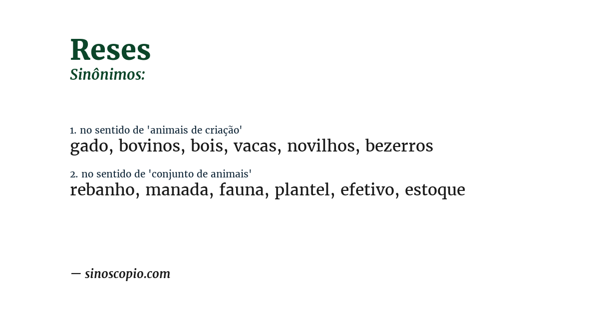 Sinônimo de reses