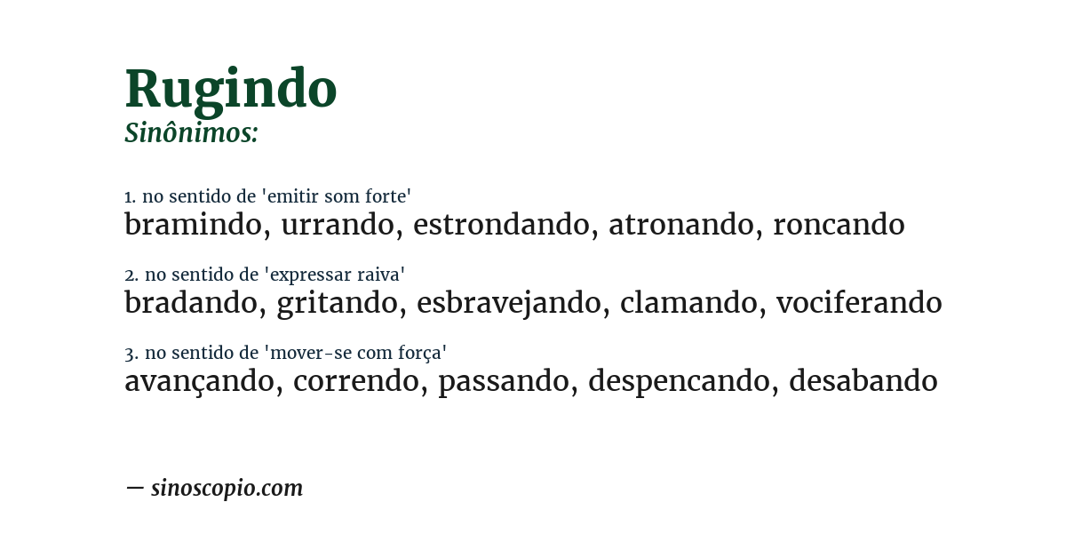 Sinônimo de rugindo