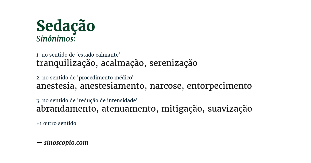 Sinônimo de sedação