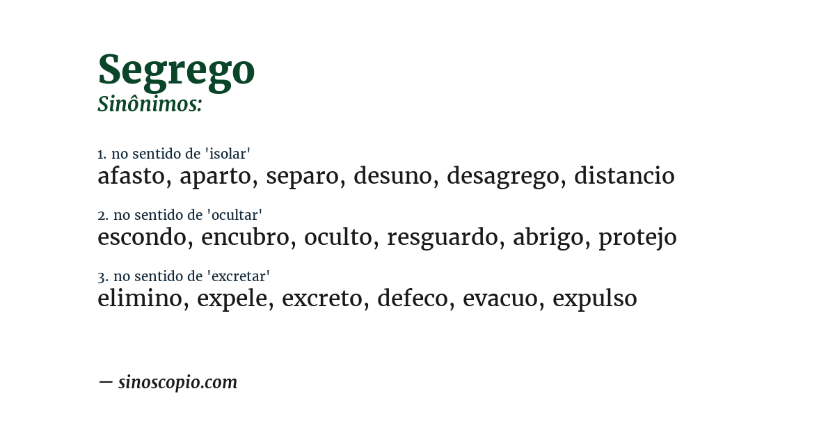 Sinônimo de segrego