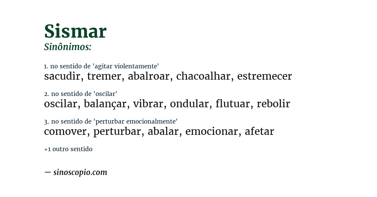 Sinônimo de sismar
