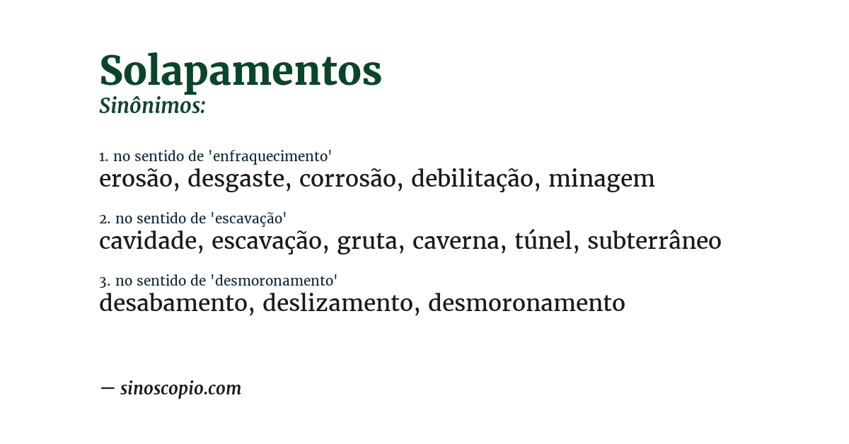 Sinônimo de solapamentos