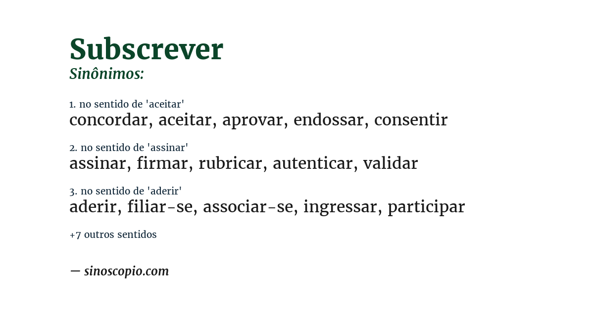 Sinônimo de subscrever