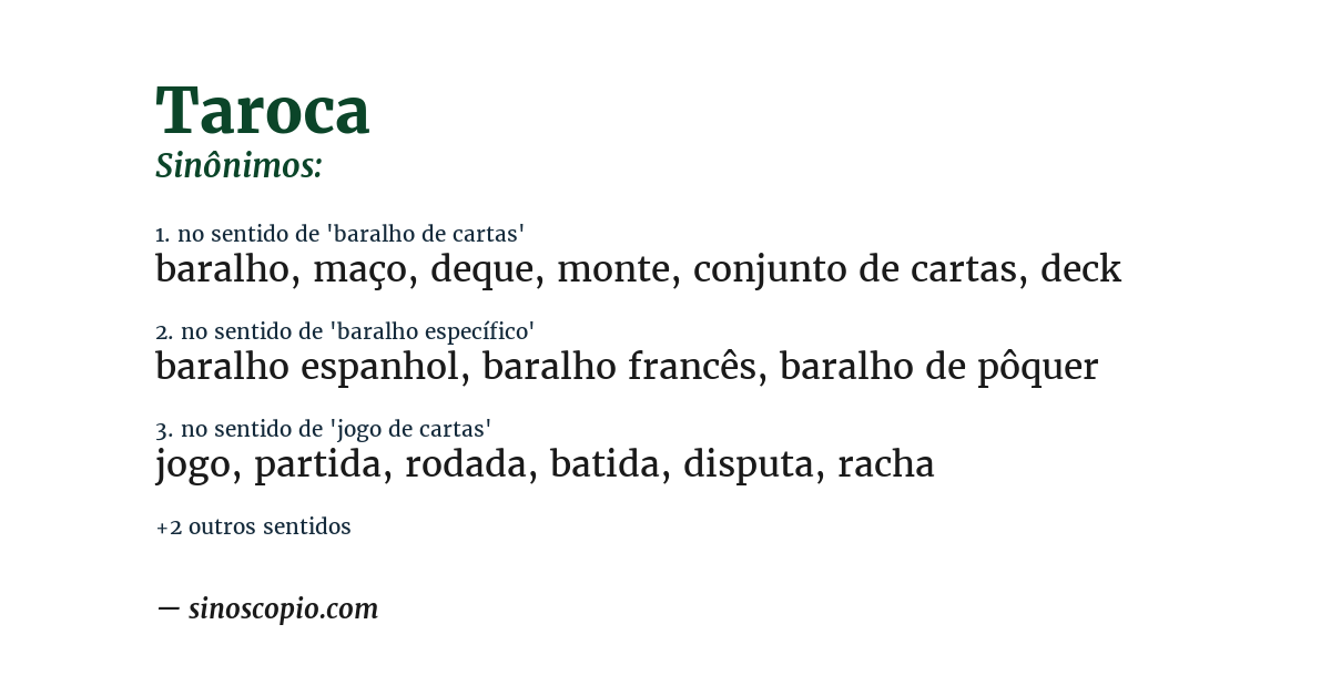Sinônimo de taroca
