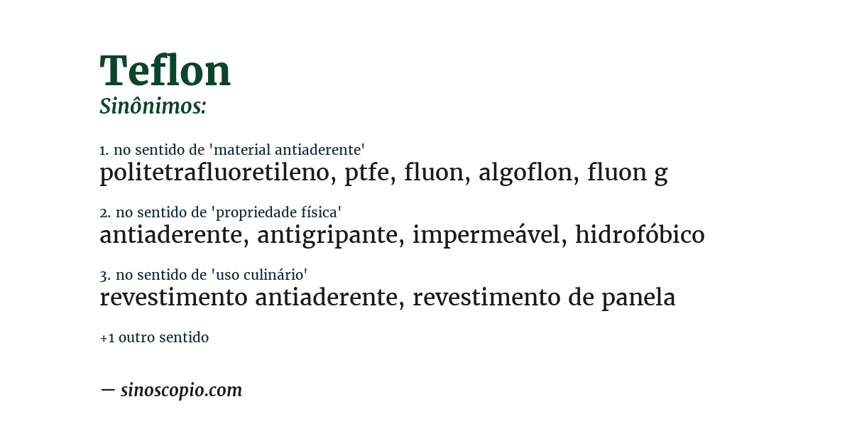 Sinônimo de teflon