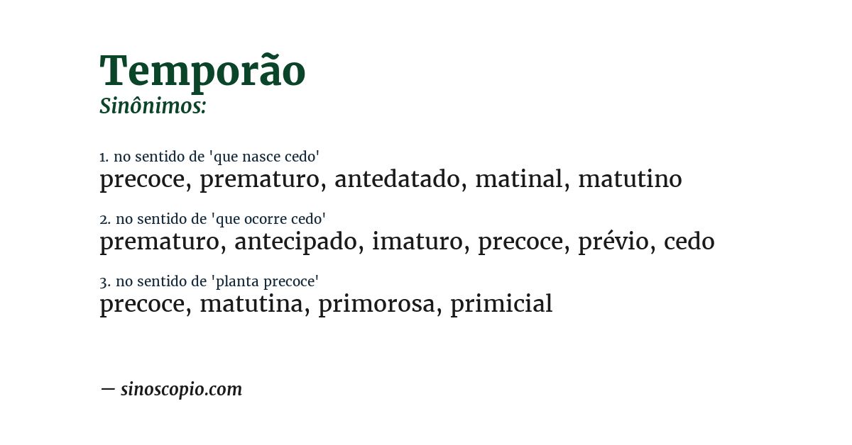Sinônimo de temporão