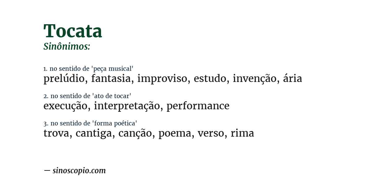 Sinônimo de tocata