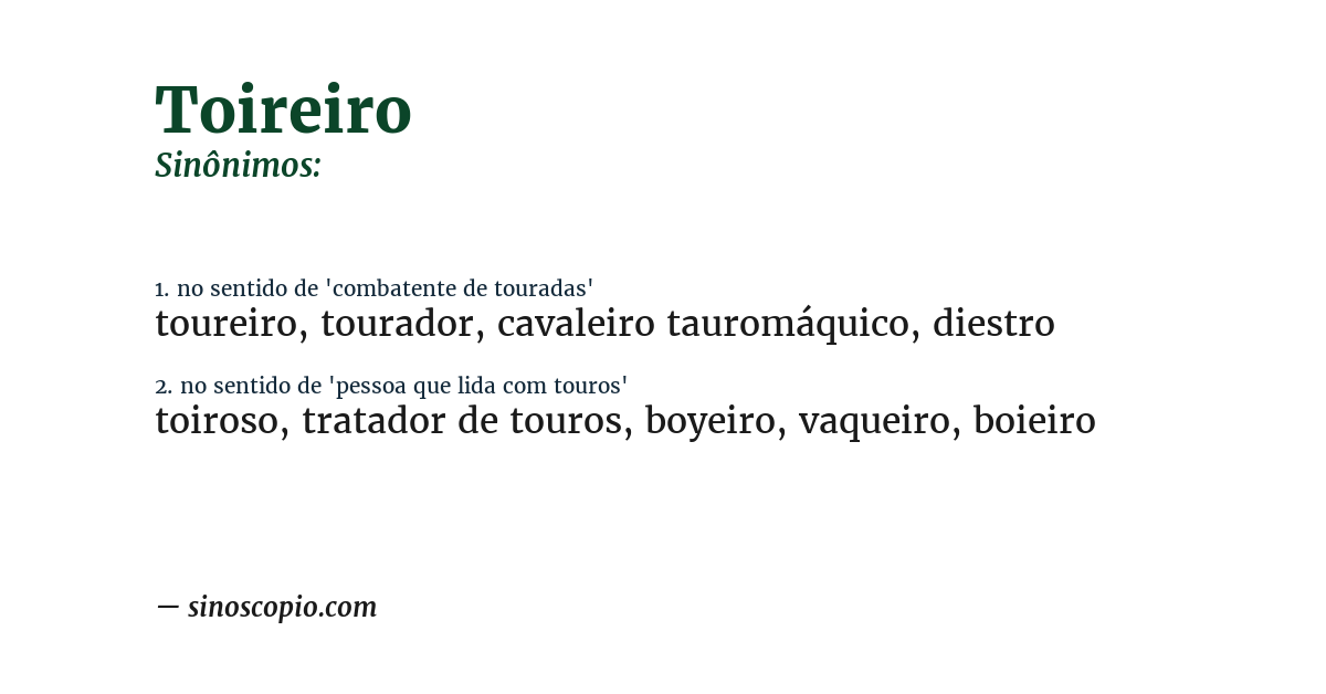 Sinônimo de toireiro