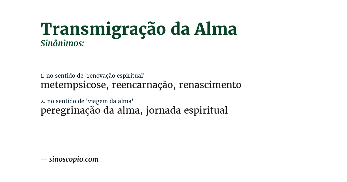 Sinônimo de transmigração da alma