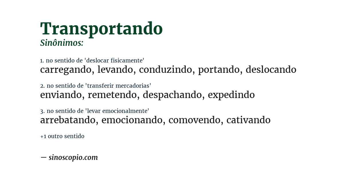 Sinônimo de transportando