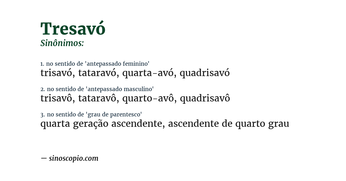 Sinônimo de tresavó