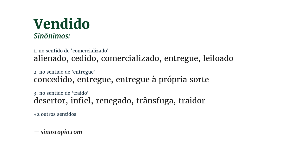 Sinônimo de vendido