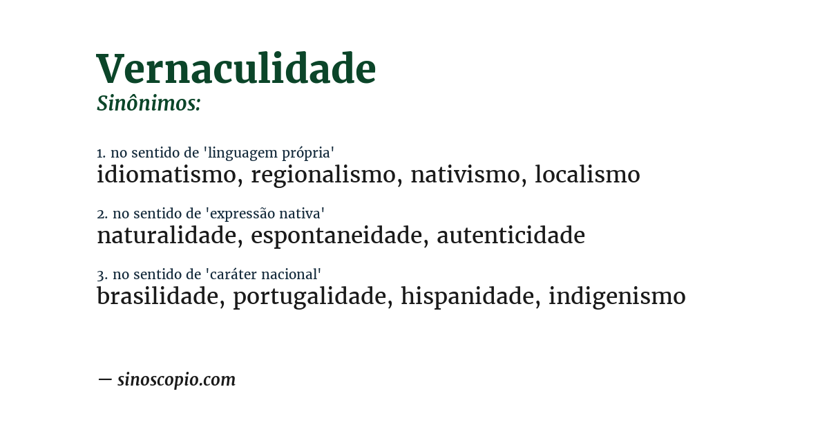 Sinônimo de vernaculidade