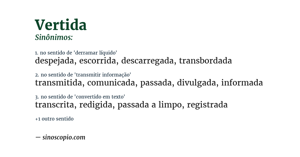 Sinônimo de vertida