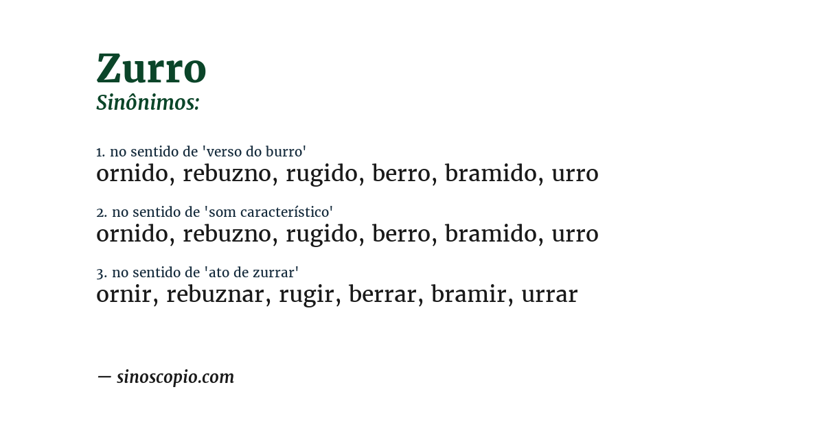 Sinônimo de zurro