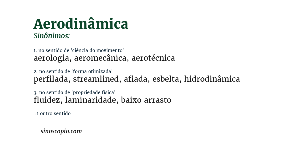 Sinônimo de aerodinâmica