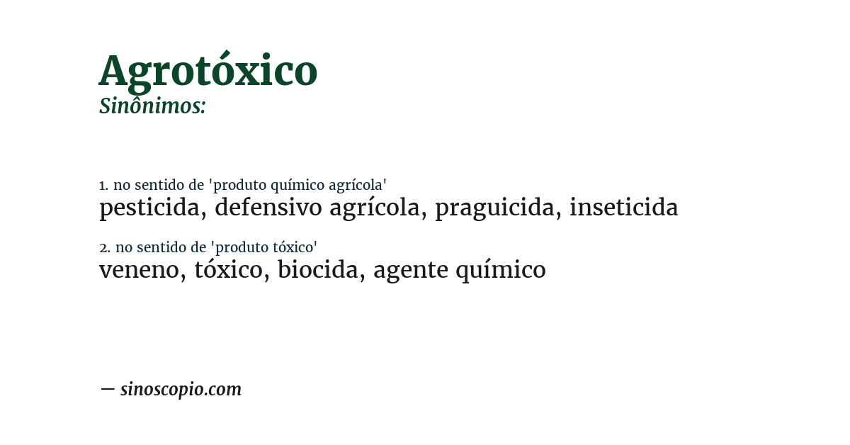 Sinônimo de agrotóxico