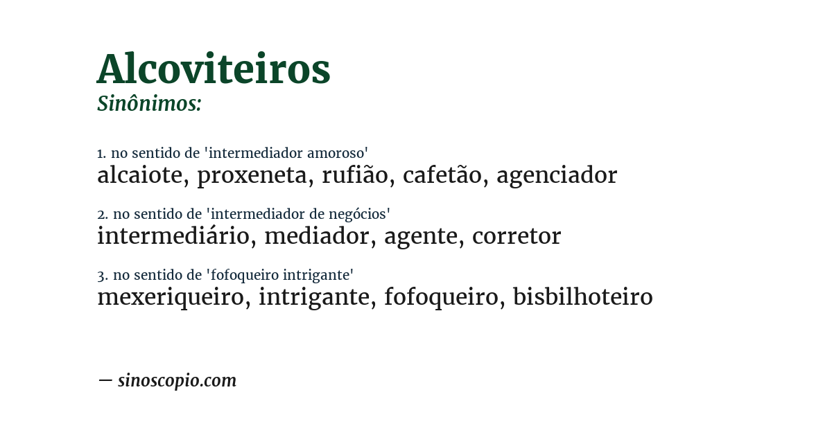 Sinônimo de alcoviteiros