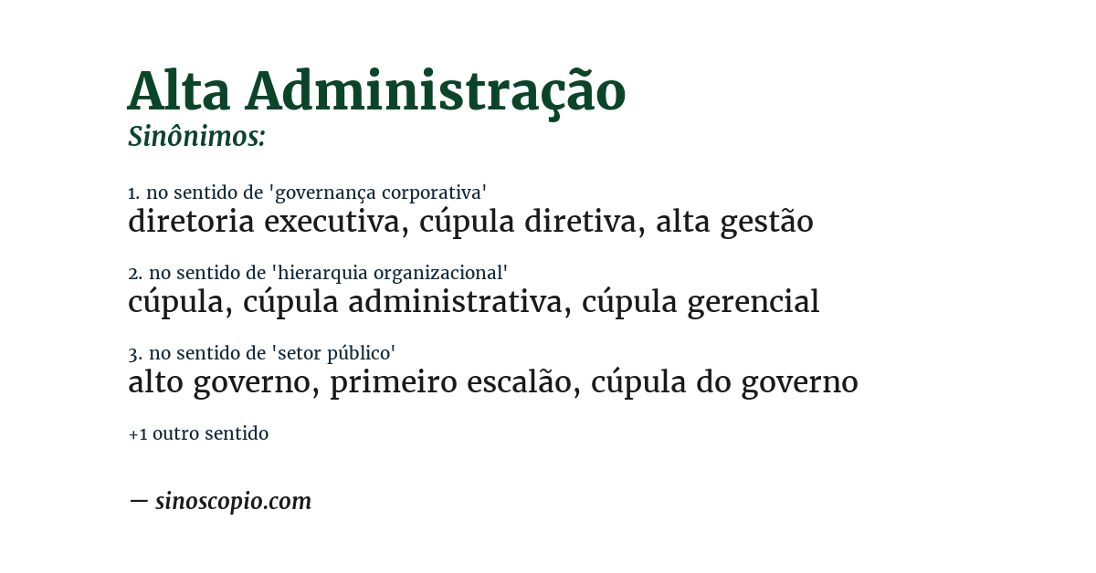 Sinônimo de alta administração