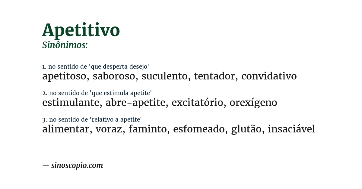 Sinônimo de apetitivo