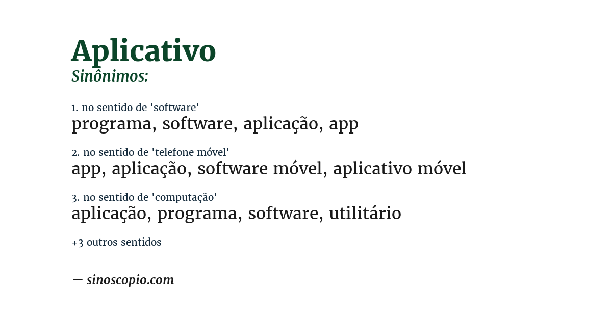 Sinônimo de aplicativo
